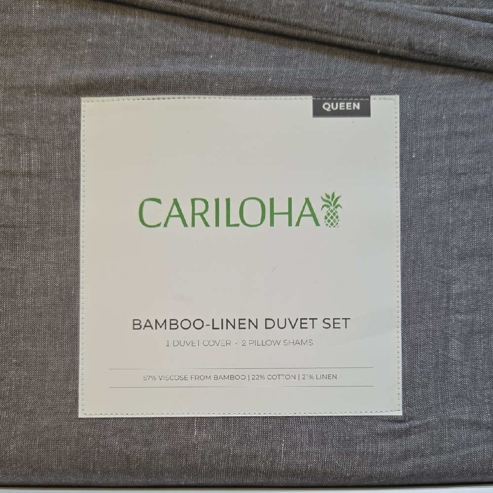 Cariloha Gray Bamboo-Linen Duvet Queen Set
